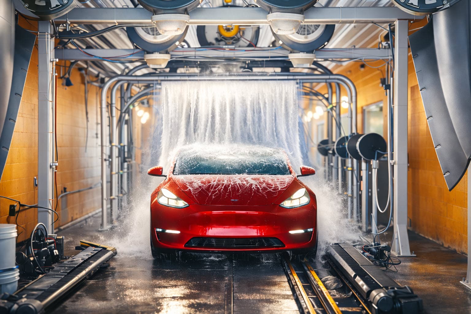 Vehicle entering the Franklin express tunnel wash